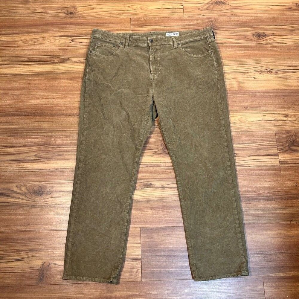 Cremieux Premium Denim Corduroy Pants Mens 42x30 Straight Leg Brown Khaki